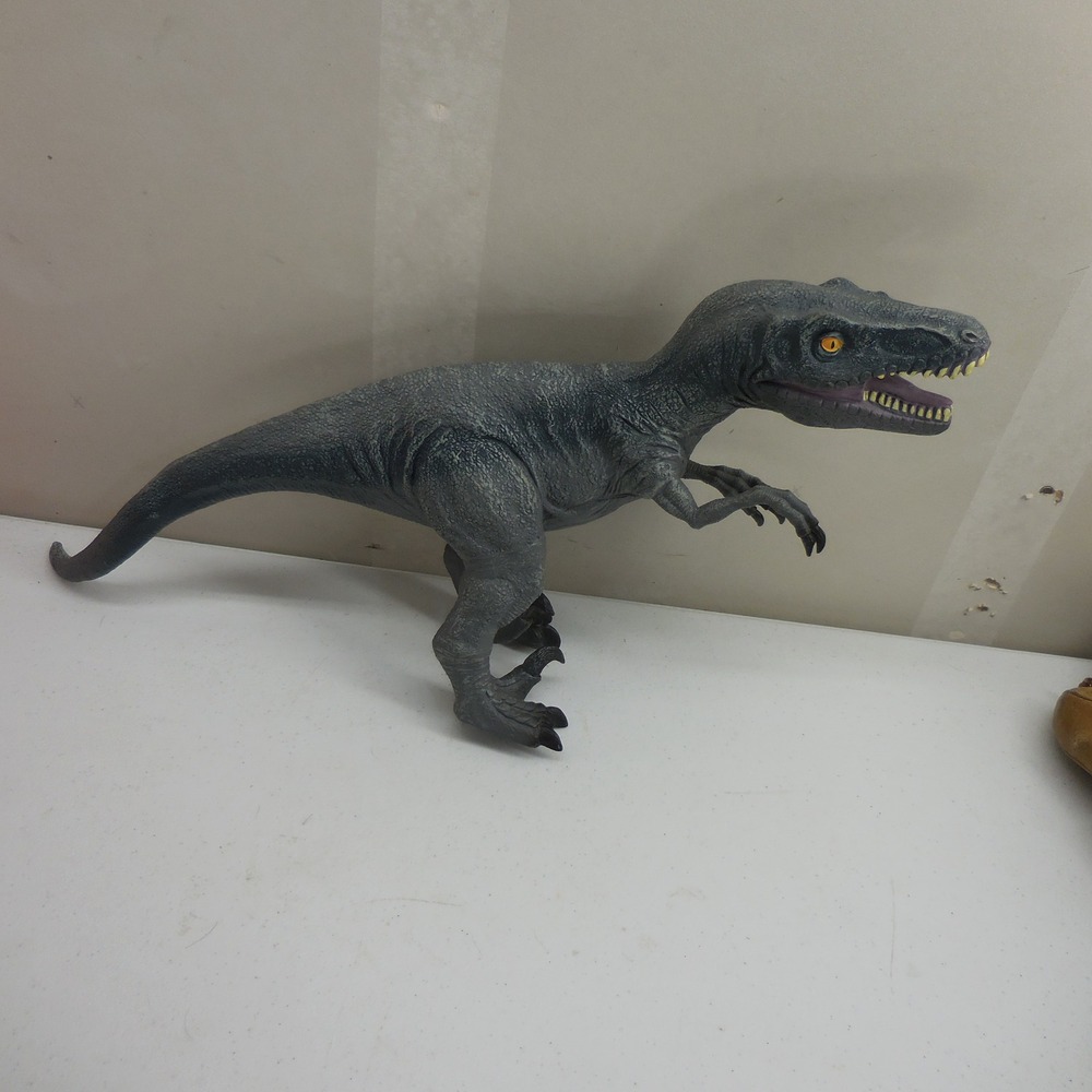 Velociraptor Dinosaur Action Figure 2014 Grey Blue Articulated Jaw Toy 2234 C
